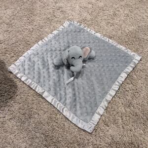 Pro Goleem Elephant Security Blanket Gray Nubby Velour & Satin Blankie Lovey